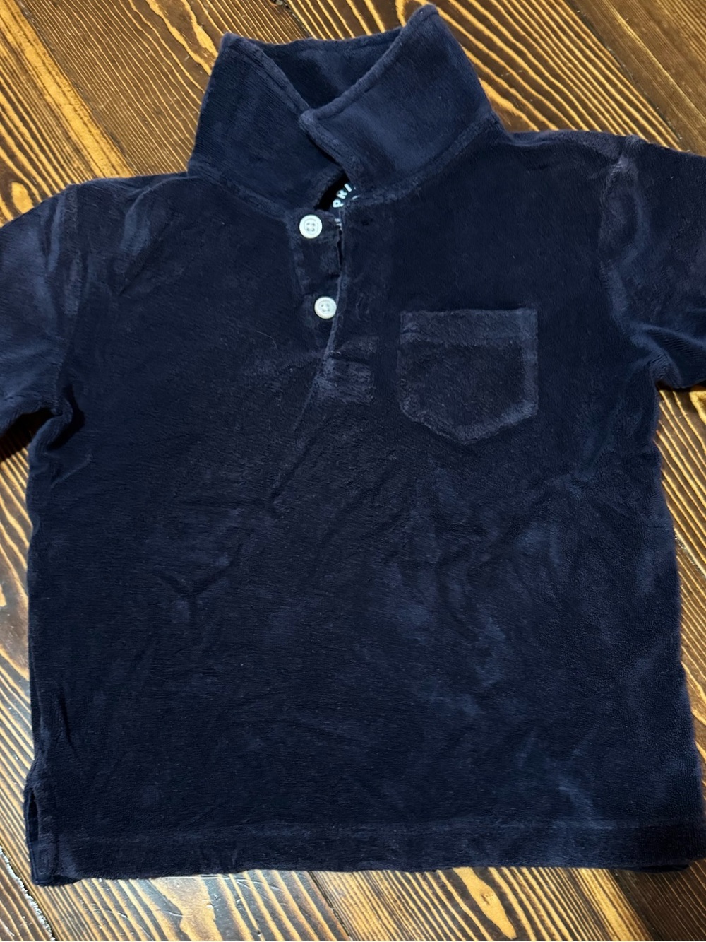Terry Cloth Navy Short-Sleeve Polo with Chest Pocket by Primary